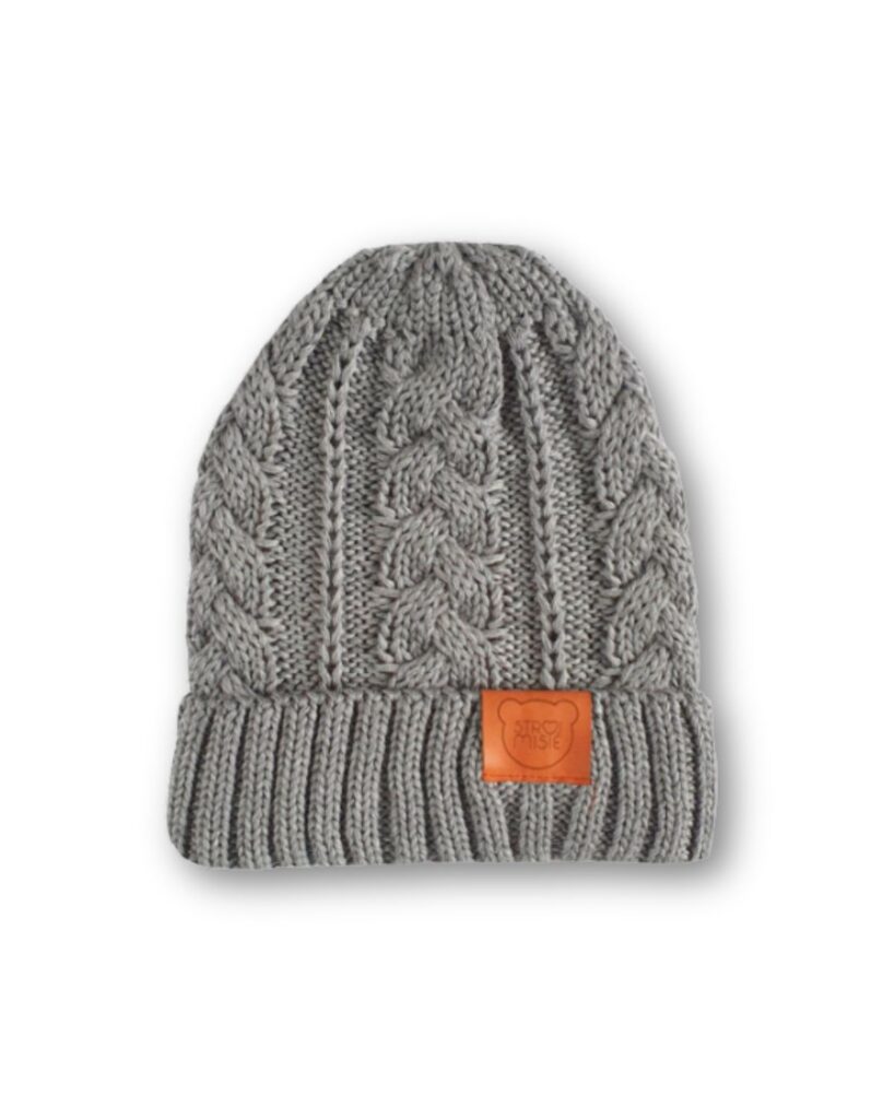 ciemno szara czapka merino dziecięca