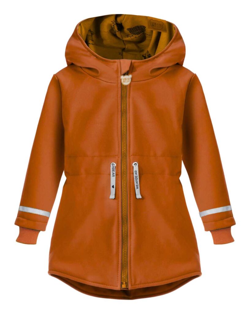 karmelowa wiosenna parka dziecięca wodoodporna