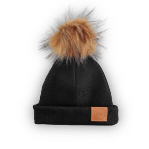 Czarna Organiczna Czapka Dziecięca z Pomponem