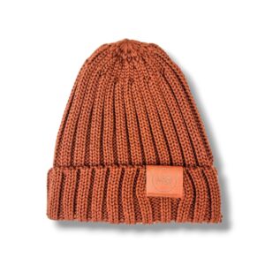 karmelowa czapka merino dla dzieci i dorosłych splot ściągaczowy