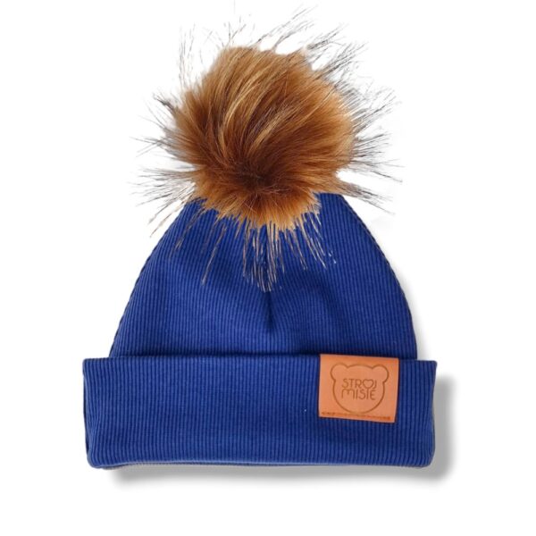 jasno granatowa czapka bawełniana z pomponem strojmisie