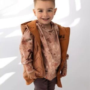 karmelowa dziecięca kamizelka pikowana przedłużana