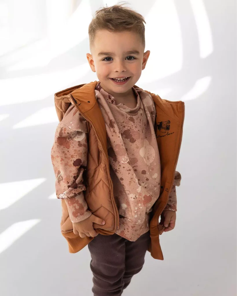 karmelowa dziecięca kamizelka pikowana przedłużana