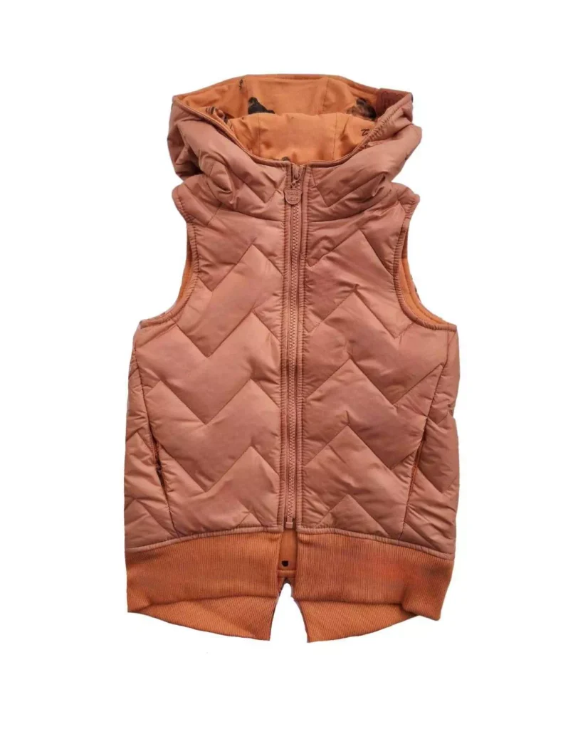karmelowa dziecięca kamizelka pikowana przedłużana