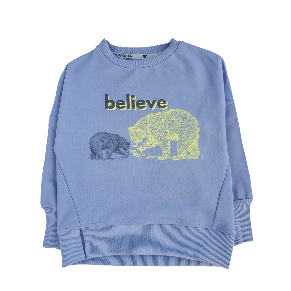 Błękitna dziecięca bluza z nadrukiem "BELIEVE"