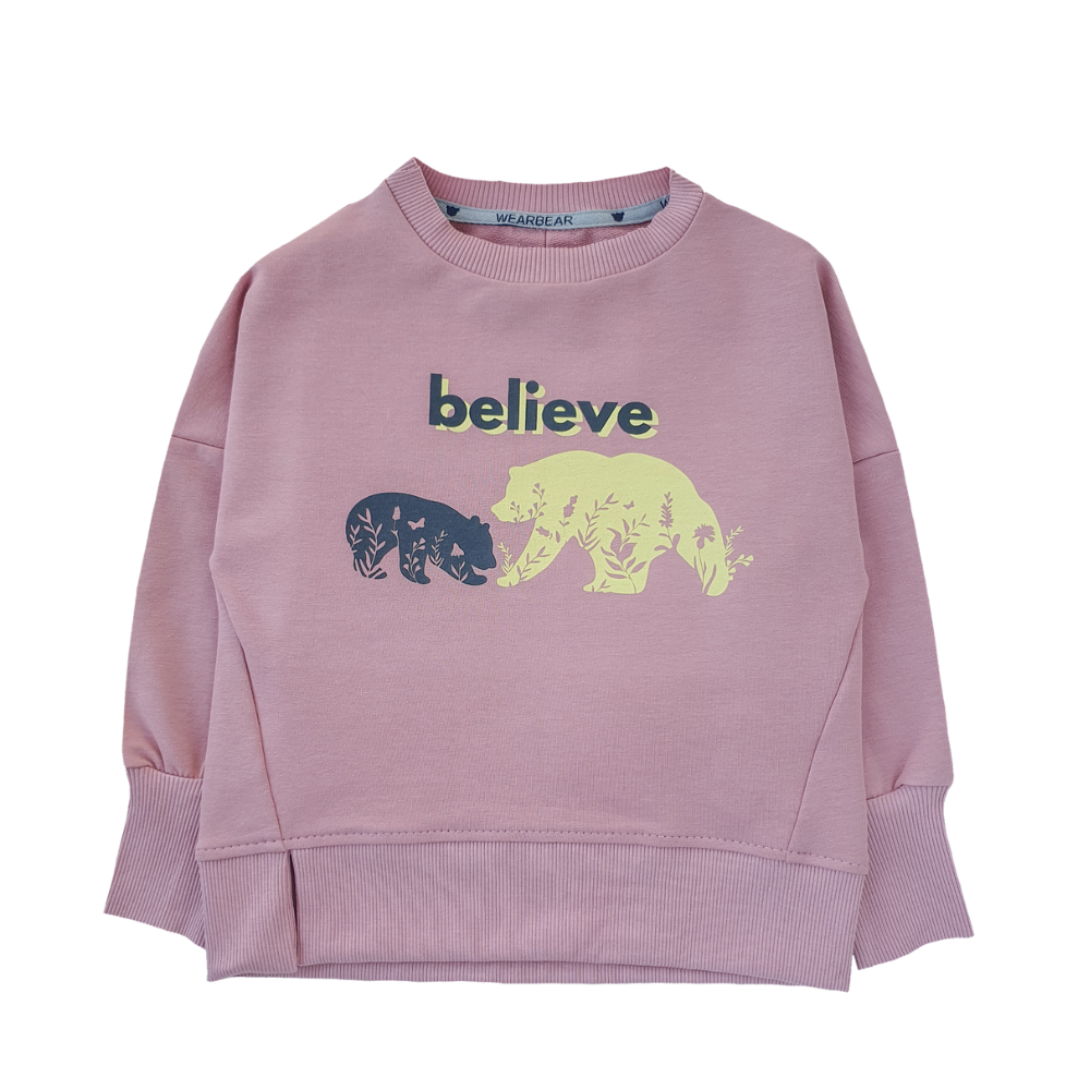 różowa dziecieca bluza z nadrukiem "BELIEVE"