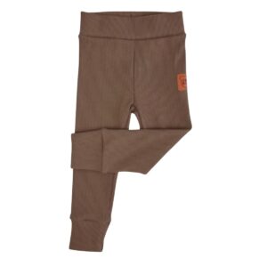 czekoladowe legginsy spodnie z prążka