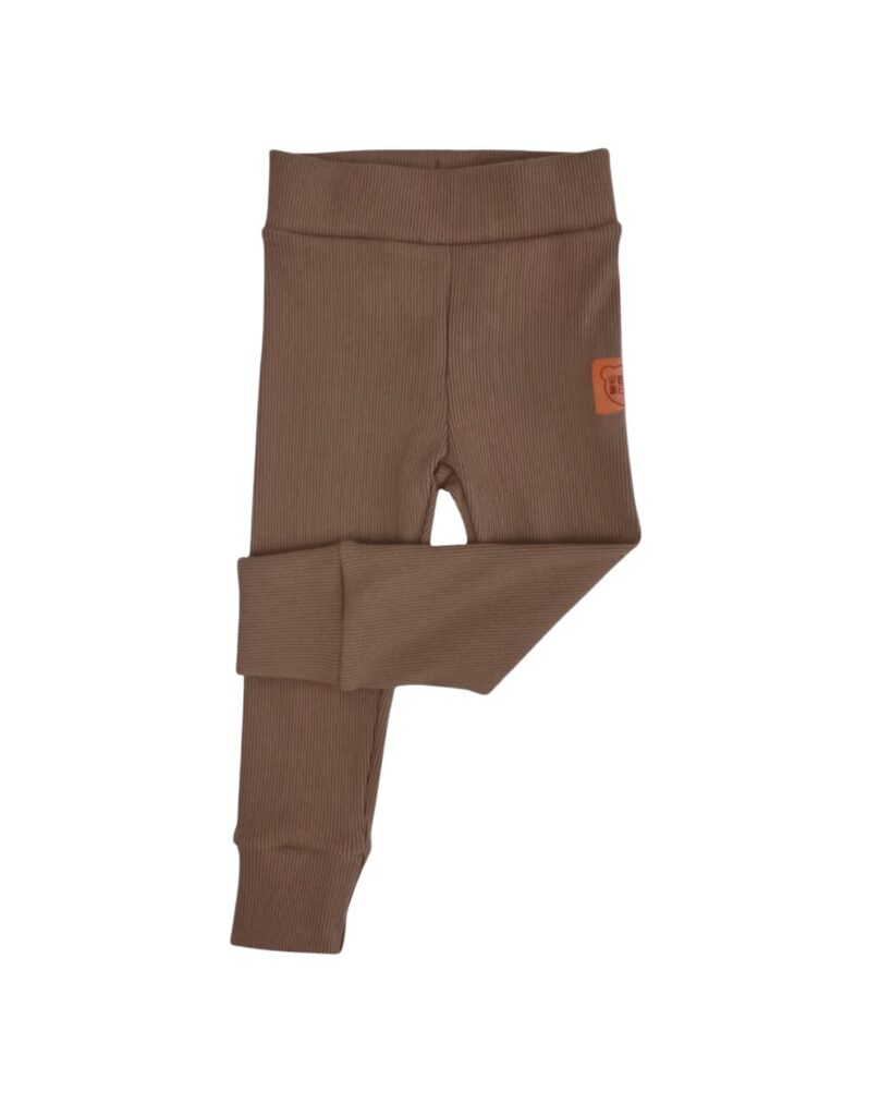 czekoladowe legginsy spodnie z prążka