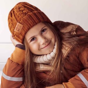 karmelowa czapka merino dla dzieci i dorosłych