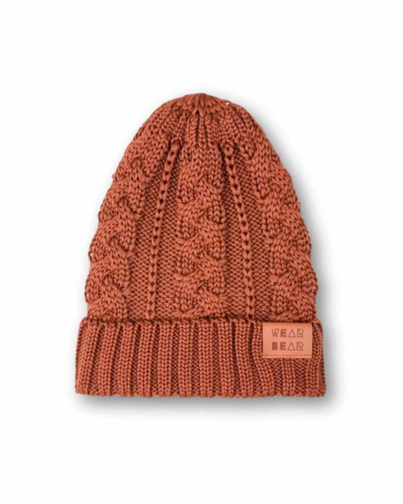 karmelowa czapka merino dla dzieci i dorosłych