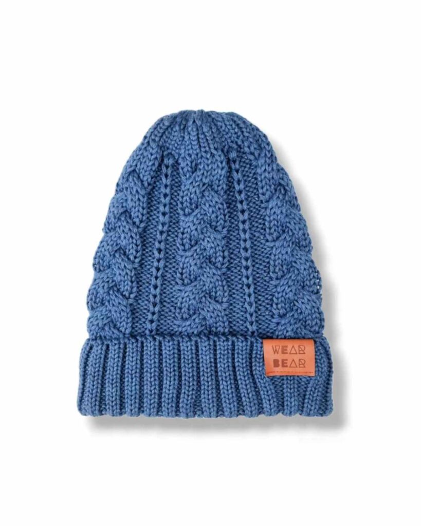 niebieska czapka wełna merino