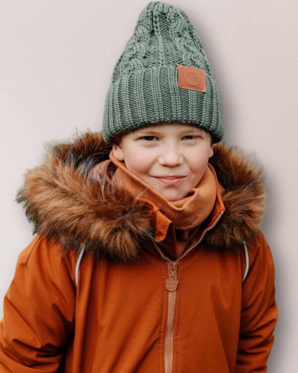 oliwkowa czapka merino WARKOCZYKOWA dla dzieci i dorosłych