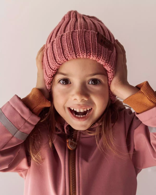różowa dziewczęca zimowa czapka wełniana