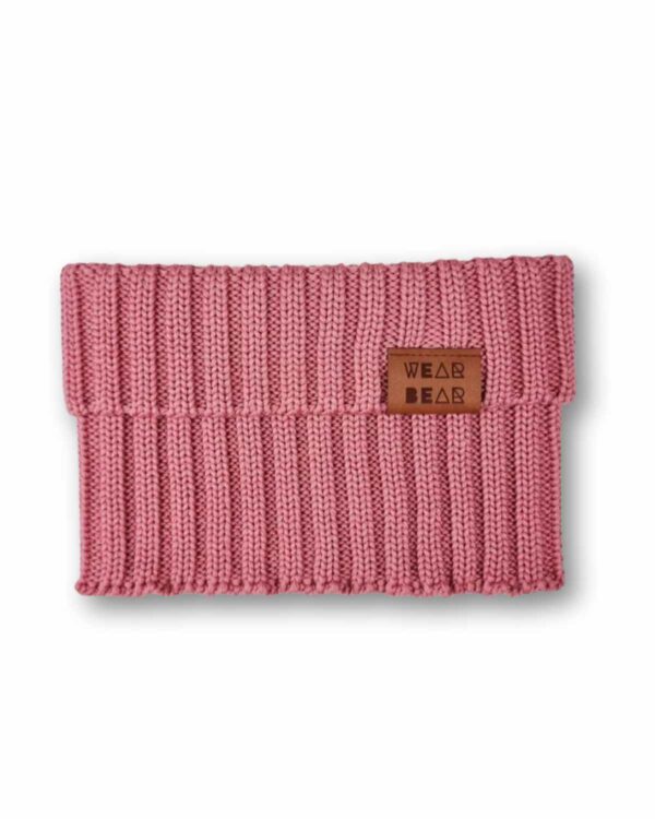 truskawkowy różowy komin wełniany merino