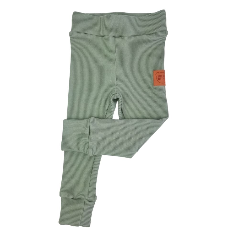 zielone khaki legginsy spodnie dziecięce z prążka strojmisie