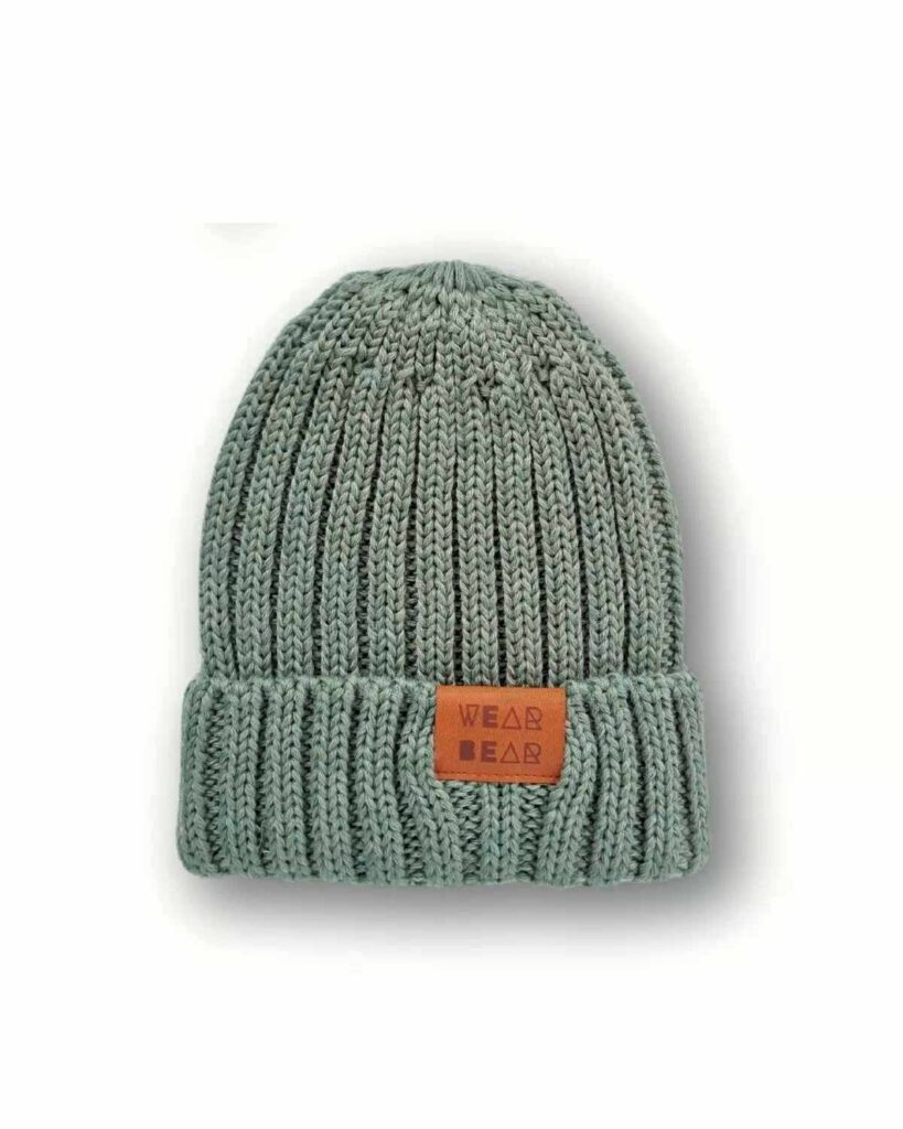 zimowa dziecięca czapka merino zielona