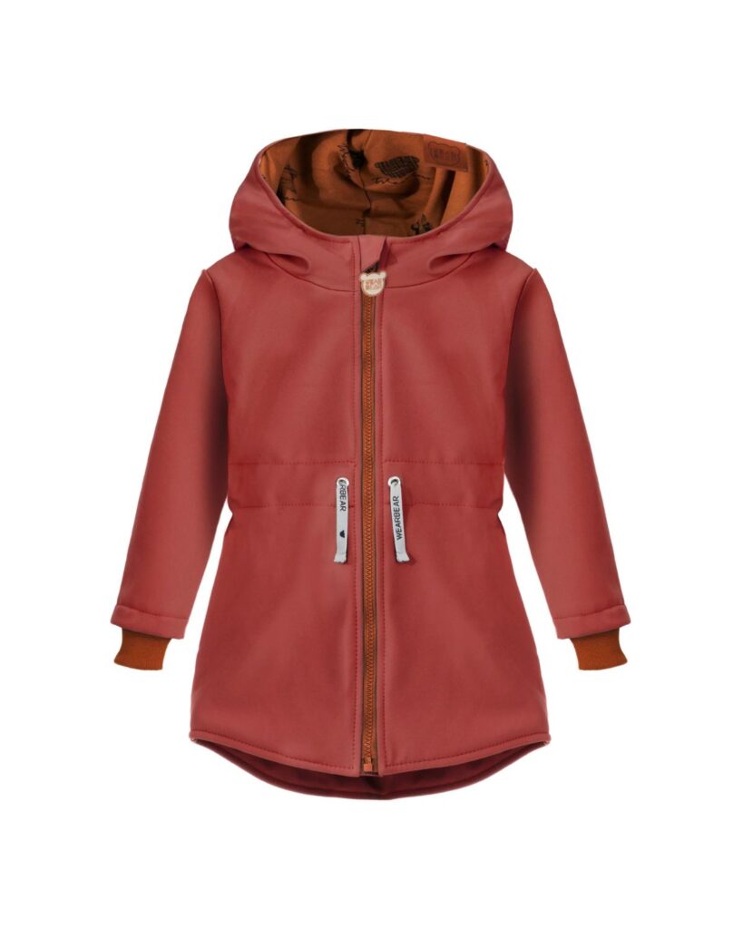 truskawkowa parka softshell dziewczęca z odblaskami