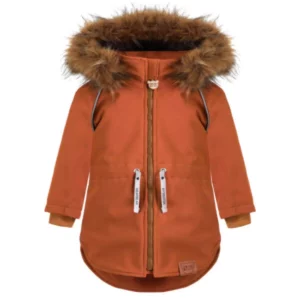 karmelowa kurtka zimowa z futrem strojmisie