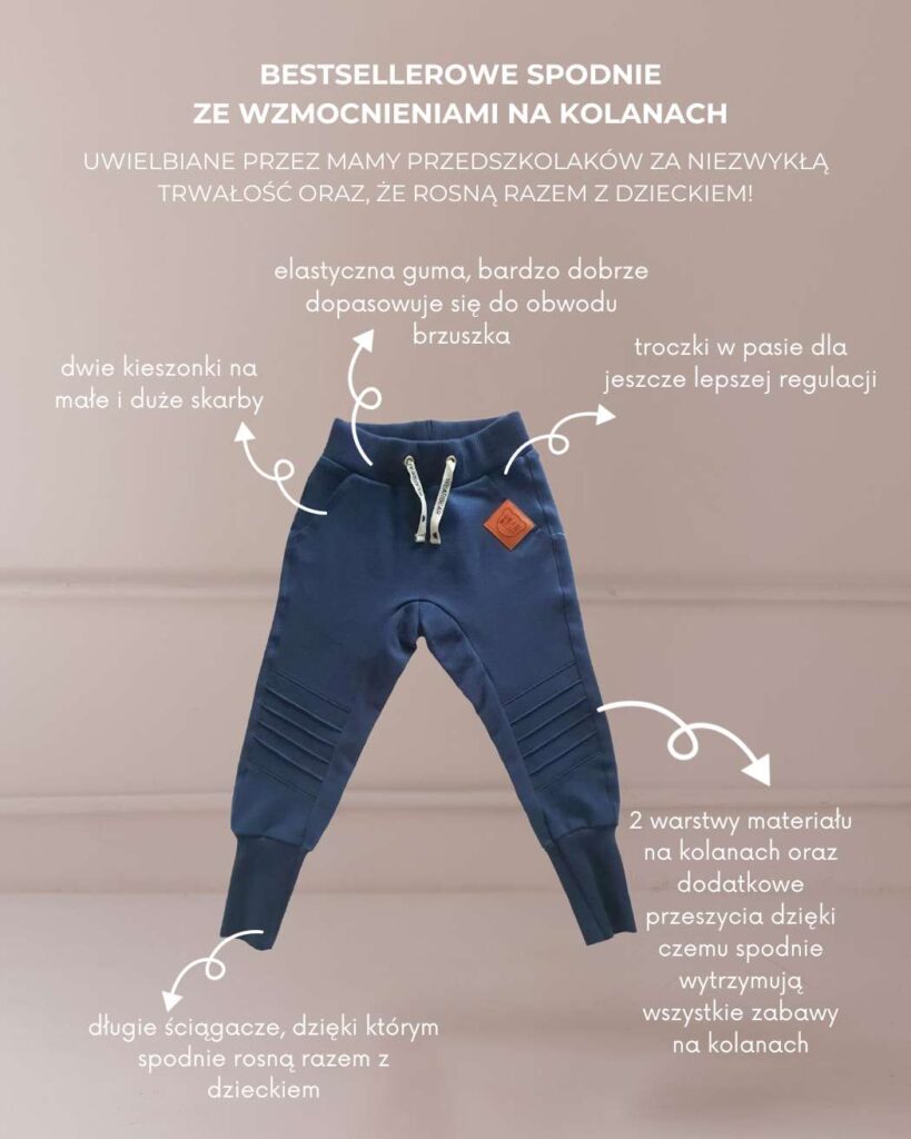 GRANATOWE BESTSELLEROWE SPODNIE ZE WZMOCNIENIAMI NA KOLANACH STROJMISIE