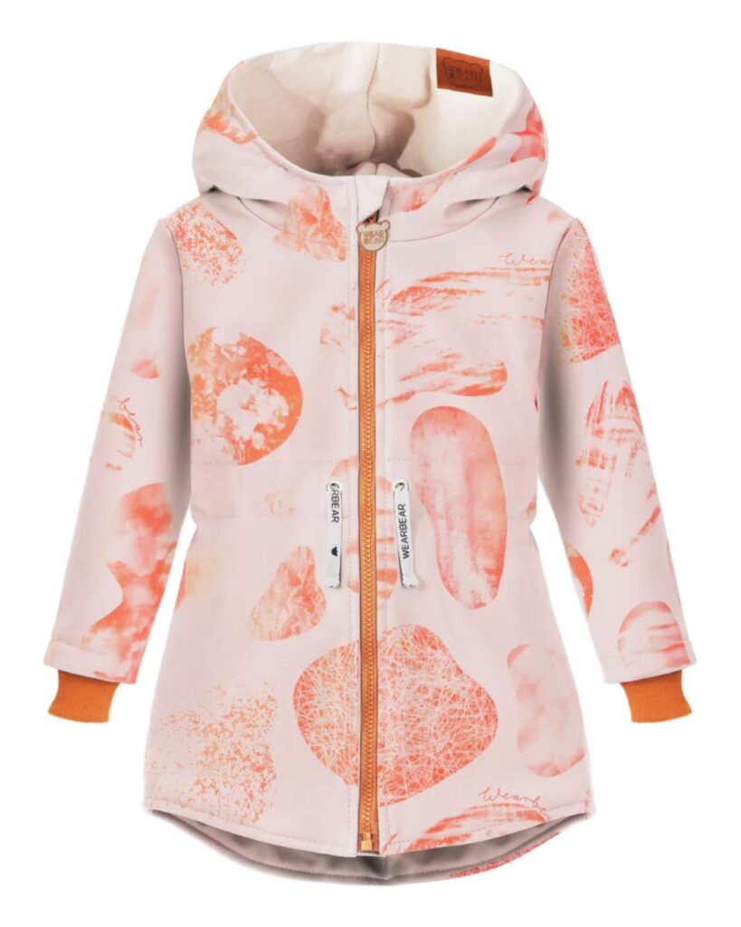 parka wodoodporna dziecięca spots czerwony nadruk