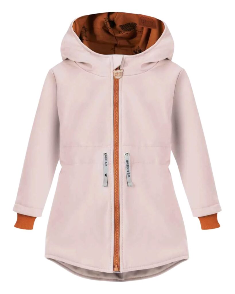pudrowo różowa parka sofdtshell dziewczęca