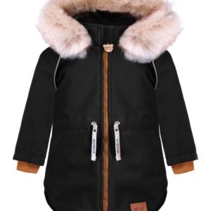 czarna zimowa kurtka dziecięca softshell z odblaskami strojmisie