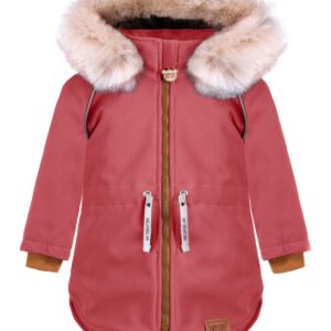 dziewczęca różowa kurtka zimowa z futrem