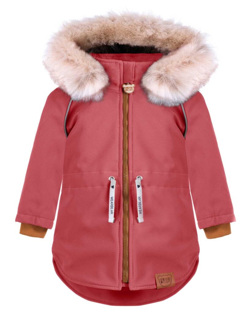 dziewczęca różowa kurtka zimowa z futrem