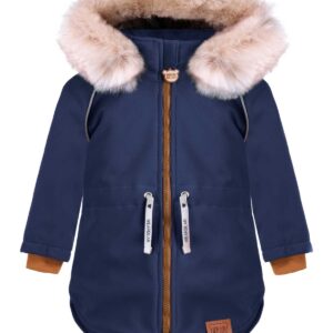 granatowa kurtka dziecięca softshell z odblaskami