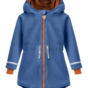 niebieska kurtka parka jesienna softshell z odblaskami