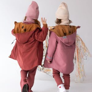 różowa parka softshell dziewczęca z odblaskami