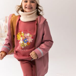 różowa parka softshell dziewczęca z odblaskami