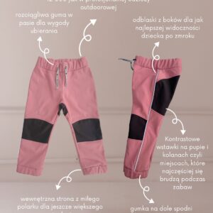 różowe spodnie softshellowe dla dziewczynki