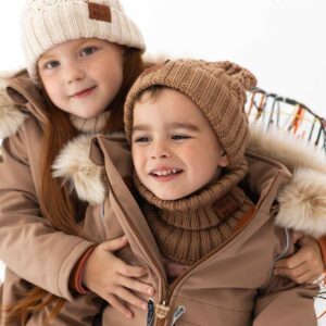 ecru kremowa czapka merino WARKOCZYKOWA dla dzieci i dorosłych