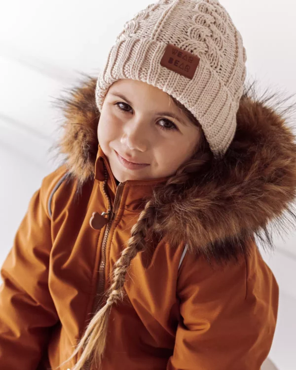 ecru kremowa czapka merino WARKOCZYKOWA dla dzieci i dorosłych