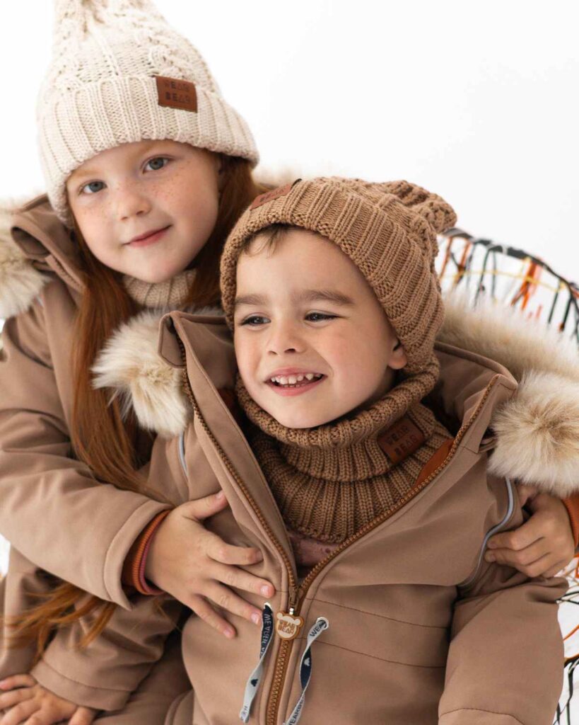 ecru kremowa czapka merino WARKOCZYKOWA dla dzieci i dorosłych