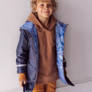 granatowa dwustronna kurtka zimowa z odblaskami (2)