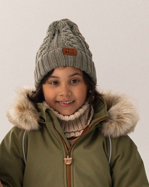 khaki czapka merino WARKOCZYKOWA dla dzieci i dorosłych
