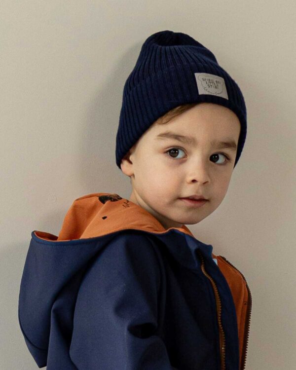 czapka wiosenna merino granatowa dla dzieci i dorosłych strojmisie