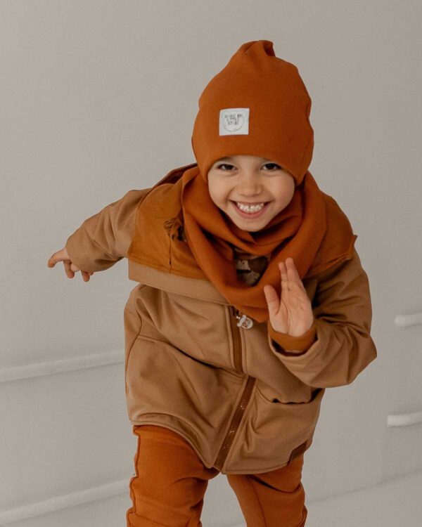 karmelowy komin i czapka wiosenna dziecięca