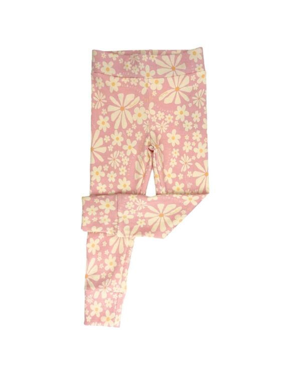 legginsy dziewczęce z dzianiny prążkowanej