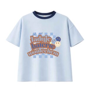 tshirt niebieski chłopięcy z nadrukiem