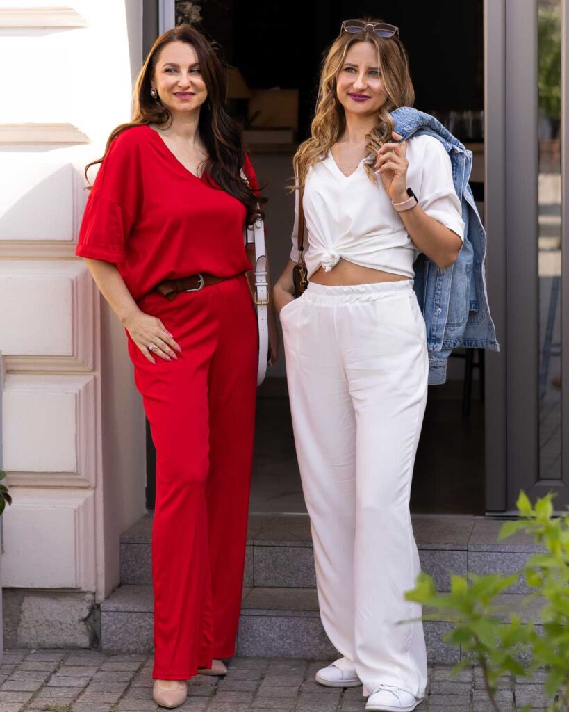 damskie czerwone spodnie z wiskozy