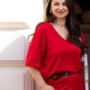 damska czerwona bluzka wiskozowa