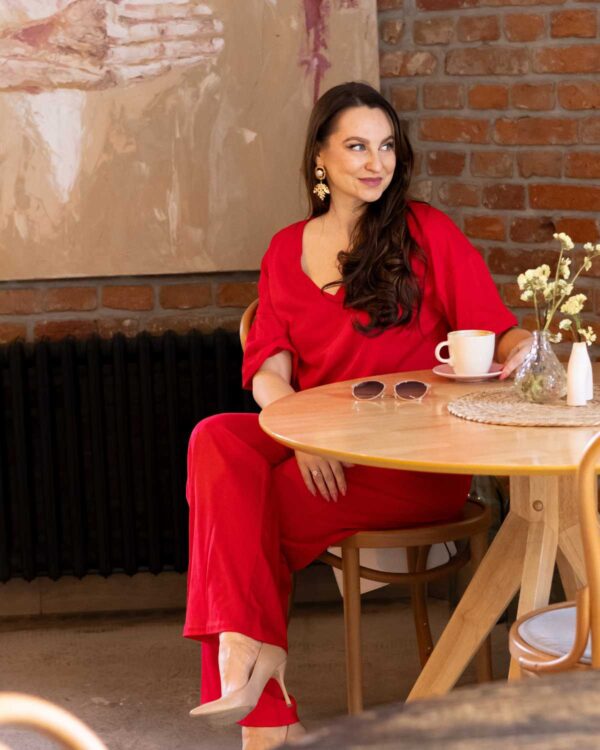 damskie czerwone spodnie z wiskozy