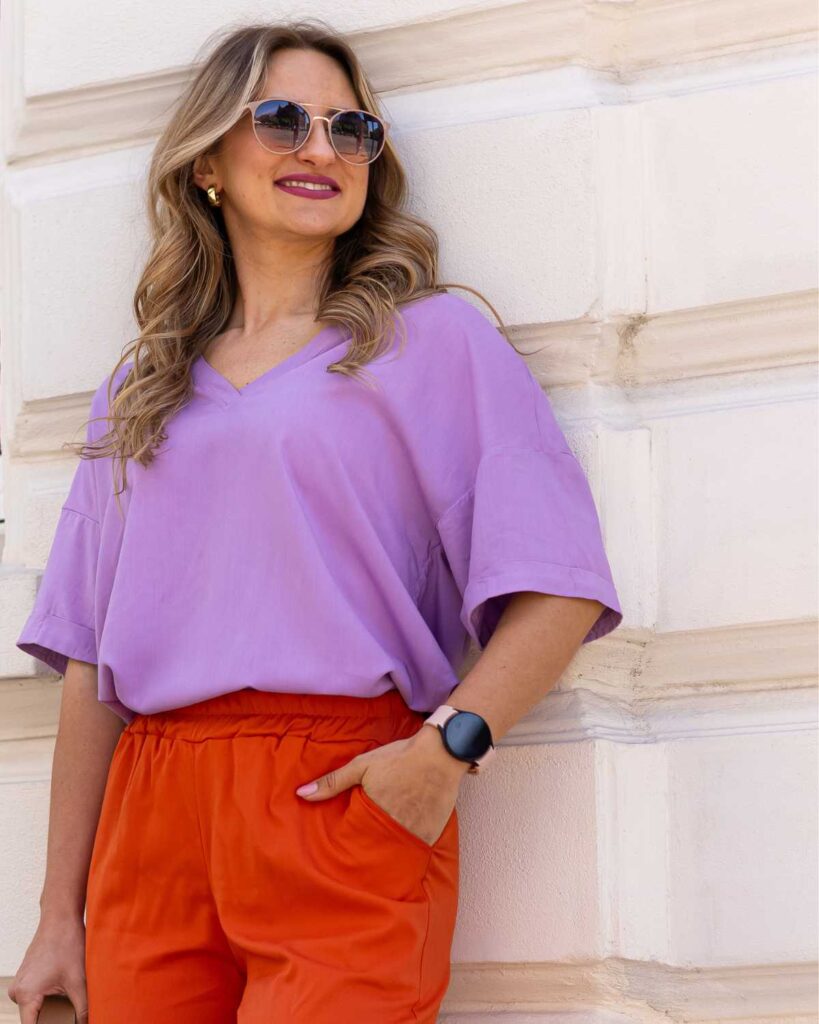 fioletowa bluzka damska z wiskozy