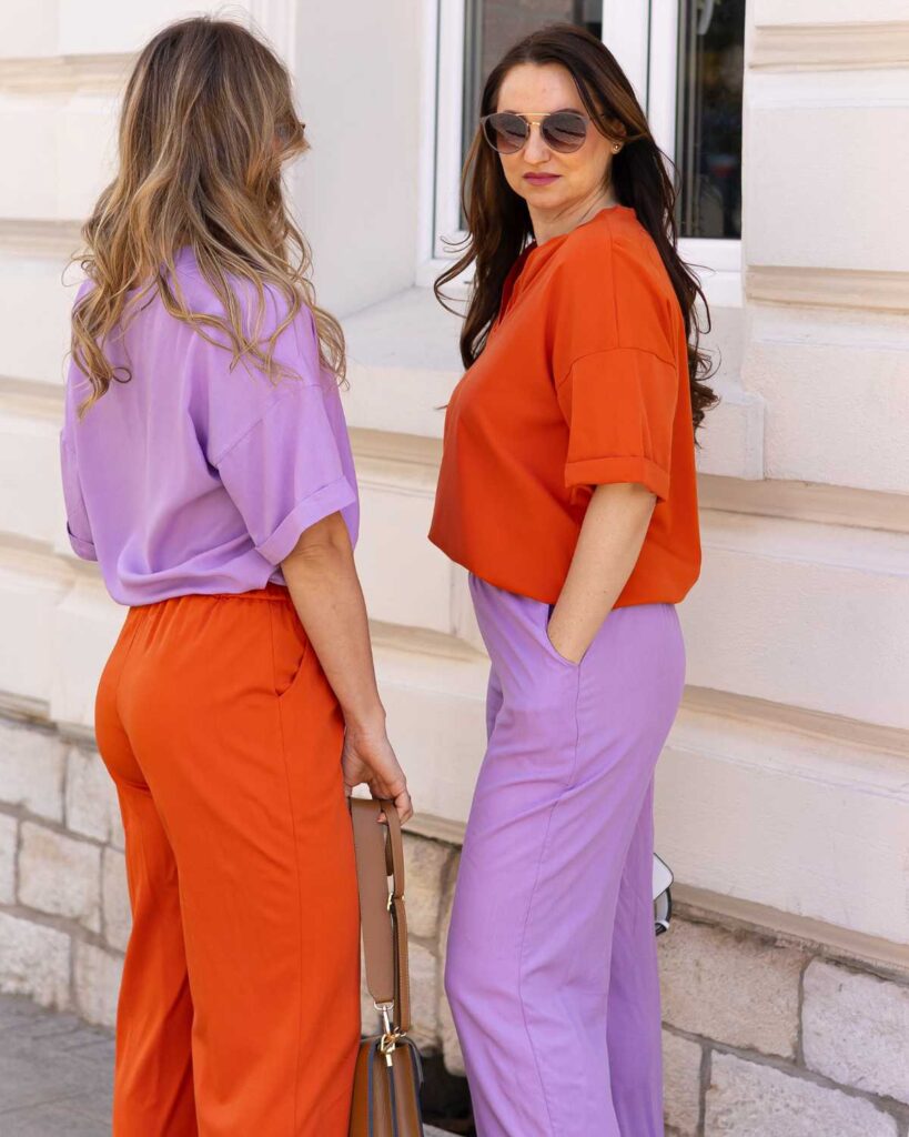 fioletowe spodnie wiskozowe