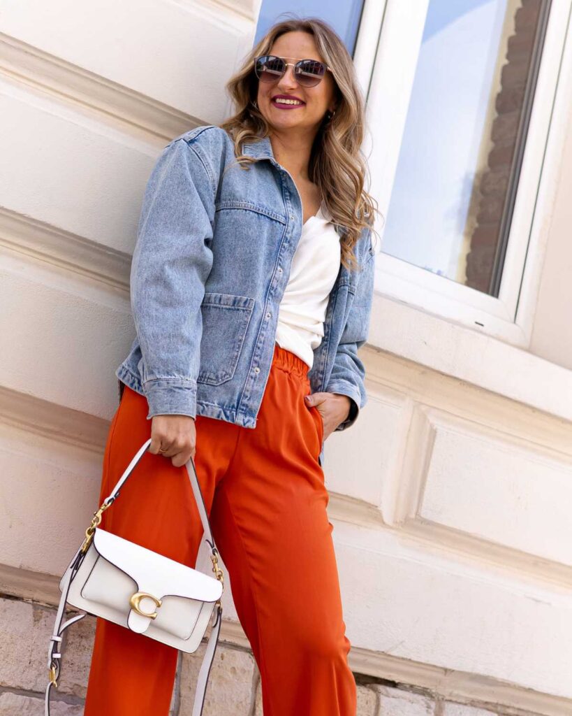 pomarańczowe spodnie wiskozowe