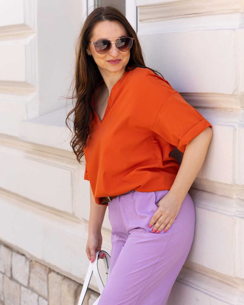 damska wiskozowa bluzka pomarańczowa