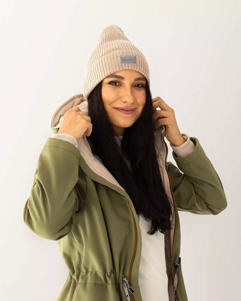 beżowa czapka merino dla dzieci i dorosłych